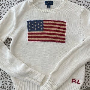 Girls authentic Polo Ralph Lauren iconic flag sweater. Size 16